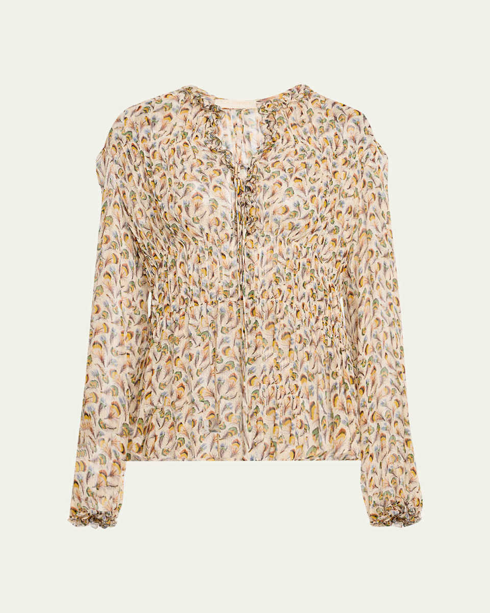 Robbie Tie-Front Silk Blouse